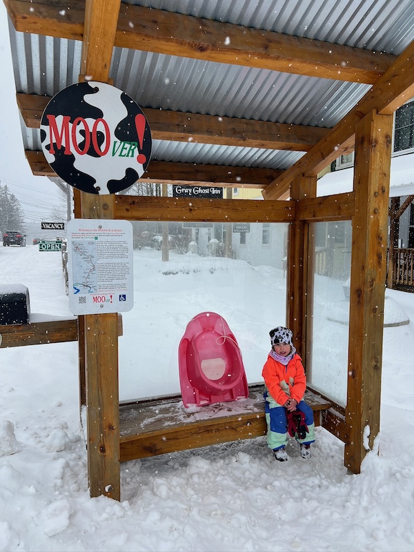 inn bus stop snow